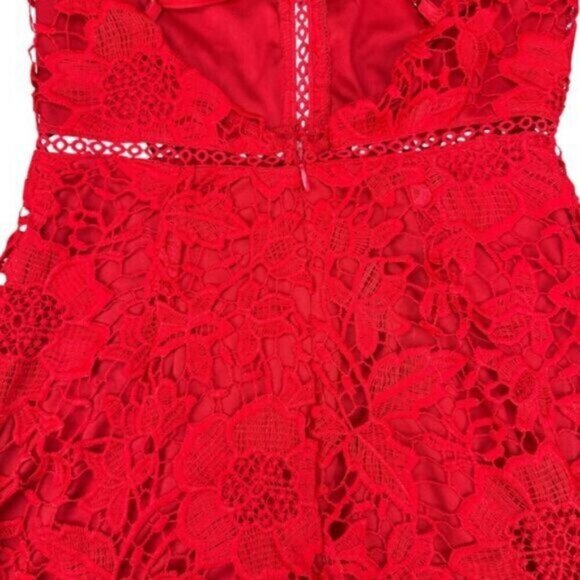 UO Lace High-Neck Red Mini Dress Size XS - Picture 6 of 7